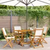 Image de vidaXL Vidaxl Chaises De Jardin Pliantes Lot De 4 Tissu Et Bois Massif