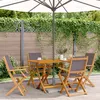 Image de vidaXL Vidaxl Chaises De Jardin Pliantes Lot De 4 Tissu Et Bois Massif