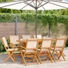 Image de vidaXL Vidaxl Chaises De Jardin Pliantes Lot De 8 Beige Tissu Et Bois Massif