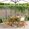 Image de vidaXL Chaises de jardin pliantes lot de 4 vert tissu et bois massif3214586