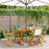 Image de vidaXL Vidaxl Chaises De Jardin Pliantes Lot De 4 Vert Tissu Et Bois Massif