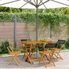 Image de vidaXL Chaises de jardin pliantes lot de 4 noir poly rotin bois massif3214592