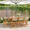 Image de vidaXL Vidaxl Chaises De Jardin Pliantes Lot De 8 Beige Rotin Et Bois Massif