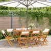 Image de Vidaxl Chaises De Jardin Pliantes Lot De 8 Tissu Et Bois Massif
