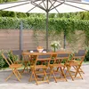 Image de Vidaxl Chaises De Jardin Pliantes Lot De 8 Tissu Et Bois Massif