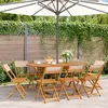 Image de vidaXL Chaises de jardin pliantes lot de 8 beige tissu et bois massif3214621