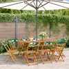 Image de Vidaxl Chaises De Jardin Pliantes Lot De 8 Vert Tissu Et Bois Massif