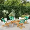 Image de vidaXL Chaises de jardin pliantes lot de 4 vert tissu et bois massif3214649