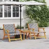 Image de vidaXL Chaises De Jardin Vidaxl Avec Table 3 Pcs Noir Et Blanc En Acacia Massif