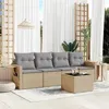 Image de vidaXL Salon de jardin avec coussins 5 pcs beige résine tressée3219888