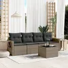 Image de Vidaxl Salon De Jardin 5 Pcs Avec Coussins Gris RÃ©sine TressÃ©e