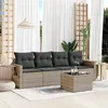 Image de vidaXL Salon de jardin 5 pcs avec coussins gris clair résine tressée
