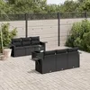 Image de Vidaxl Salon De Jardin 7 Pcs Avec Coussins Noir RÃ©sine TressÃ©e