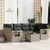 Image de vidaXL Salon de jardin avec coussins 7 pcs gris résine tressée3219919