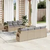 Image de Vidaxl Salon De Jardin Avec Coussins 8 Pcs Beige RÃ©sine TressÃ©e