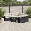 Image de vidaXL Salon de jardin 9 pcs avec coussins noir résine tressée