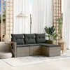 Image de Vidaxl Salon De Jardin 4 Pcs Avec Coussins Gris RÃ©sine TressÃ©e