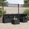 Image de vidaXL Salon de jardin 6 pcs avec coussins noir résine tressée
