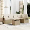 Image de vidaXL Salon de jardin avec coussins 6 pcs beige résine tressée
