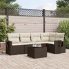 Image de vidaXL Vidaxl Salon De Jardin Avec Coussins 6 Pcs Marron Résine Tressée