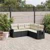 Image de vidaXL Salon de jardin 5 pcs avec coussins noir résine tressée