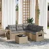 Image de vidaXL Salon de jardin avec coussins 6 pcs beige résine tressée