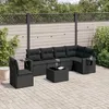 Image de Vidaxl Salon De Jardin 7 Pcs Avec Coussins Noir RÃ©sine TressÃ©e