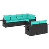 Image de Vidaxl Salon De Jardin 7 Pcs Avec Coussins Noir RÃ©sine TressÃ©e