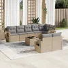 Image de Vidaxl Salon De Jardin Avec Coussins 9 Pcs Beige RÃ©sine TressÃ©e