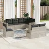 Image de Vidaxl Salon De Jardin 8 Pcs Avec Coussins Gris Clair RÃ©sine TressÃ©e