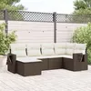 Image de vidaXL Salon de jardin avec coussins 6 pcs marron résine tressée
