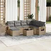 Image de vidaXL Salon de jardin avec coussins 8 pcs beige résine tressée