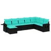 Image de Vidaxl Salon De Jardin 8 Pcs Avec Coussins Noir RÃ©sine TressÃ©e