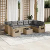Image de vidaXL Vidaxl Salon De Jardin Avec Coussins 10 Pcs Beige Résine Tressée