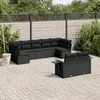 Image de Vidaxl Salon De Jardin 9 Pcs Avec Coussins Noir RÃ©sine TressÃ©e