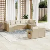 Image de vidaXL Vidaxl Salon De Jardin Avec Coussins 9 Pcs Beige Résine Tressée