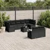 Image de Vidaxl Salon De Jardin 10 Pcs Avec Coussins Noir RÃ©sine TressÃ©e