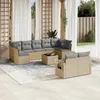 Image de vidaXL Vidaxl Salon De Jardin Avec Coussins 10 Pcs Beige Résine Tressée