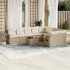 Image de vidaXL Salon de jardin avec coussins 10 pcs beige résine tressée