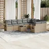 Image de vidaXL Vidaxl Salon De Jardin Avec Coussins 10 Pcs Beige Résine Tressée