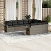 Image de Vidaxl Salon De Jardin Avec Coussins 10 Pcs Gris RÃ©sine TressÃ©e