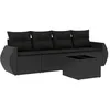 Image de Vidaxl Salon De Jardin 5 Pcs Avec Coussins Noir RÃ©sine TressÃ©e
