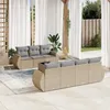 Image de Vidaxl Salon De Jardin Avec Coussins 8 Pcs Beige RÃ©sine TressÃ©e