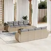 Image de Vidaxl Salon De Jardin Avec Coussins 9 Pcs Beige RÃ©sine TressÃ©e