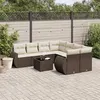 Image de vidaXL Salon de jardin avec coussins 9 pcs marron résine tressée3221162