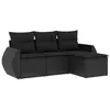 Image de Vidaxl Salon De Jardin 4 Pcs Avec Coussins Noir RÃ©sine TressÃ©e