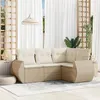 Image de vidaXL Salon de jardin avec coussins 4 pcs beige résine tressée3221307