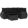 Image de Vidaxl Salon De Jardin 5 Pcs Avec Coussins Noir RÃ©sine TressÃ©e