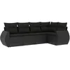 Image de Vidaxl Salon De Jardin 5 Pcs Avec Coussins Noir RÃ©sine TressÃ©e