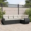 Image de vidaXL Salon de jardin 5 pcs avec coussins noir résine tressée